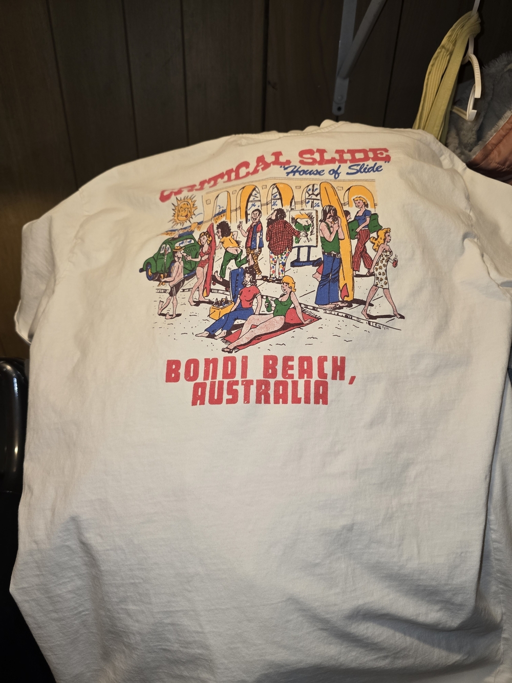 Bondi Beach Graphic Tee with Retro Surf Scene Xl The Critical Slide